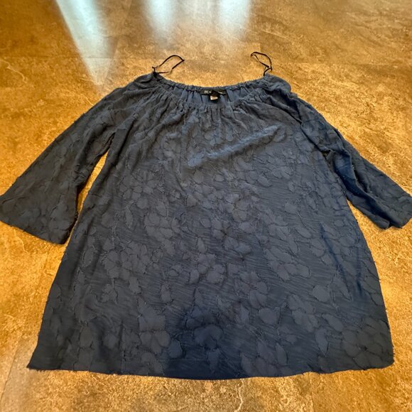 INC International Concept Blue Flower Sheer and Lined Top - Size Small - Picture 3 of 4